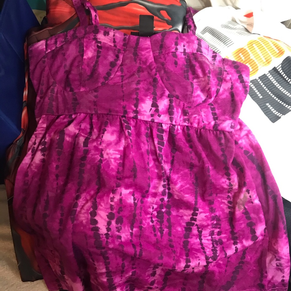 Purple spaghetti string summer dress.